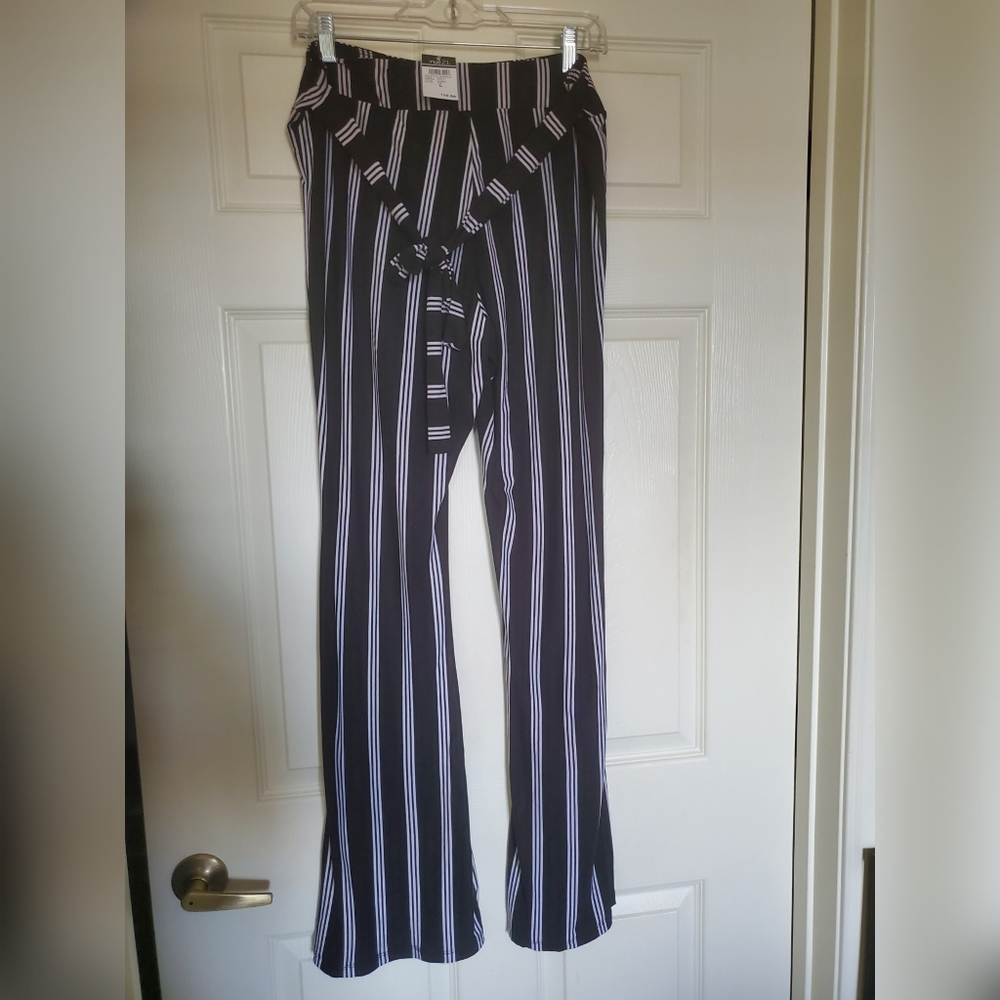 Black and White Striped Palazzo Pants